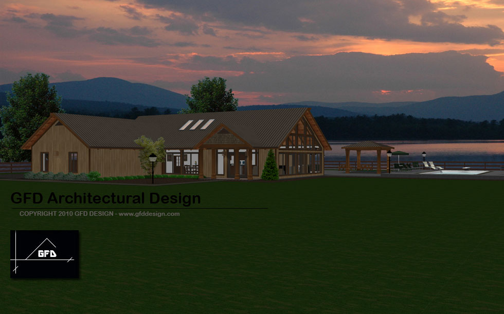 Lakeside Mountain Ranch style home design and house plans.
