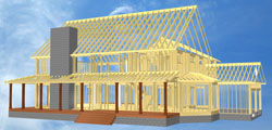 3D Image of a house in framing