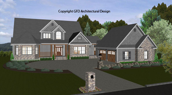 House Plan Fully Detailed Front 3D Elevation