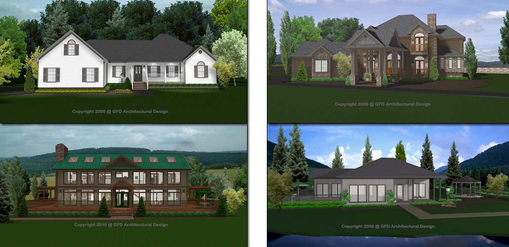 Sample of 3D home design exterior renderings